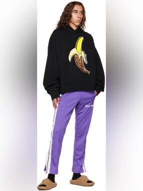 Palm Angels Purple Track Pants Side Stripe Zip Hem Logo Men’s S